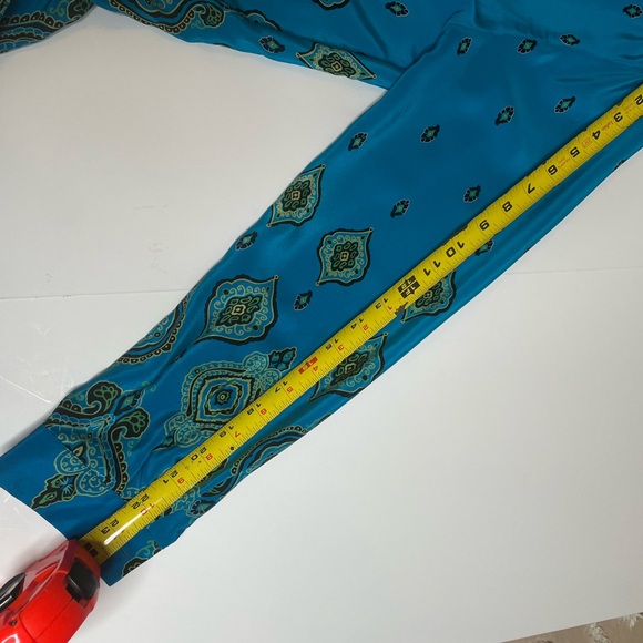 Vintage Silk Blouse By Beth Terrell Blue Geo Print Top Size M Sustainable Office - Picture 5 of 12